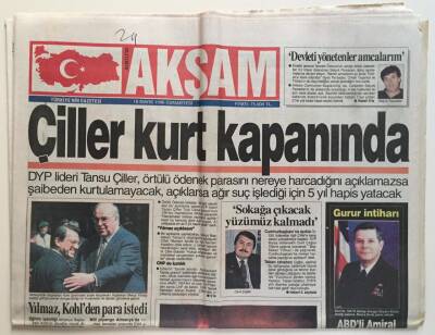 Akşam Gazetesi 18 Mayıs 1996 - Çillerin, Örtülü Ödenek Açıklaması GZ6585 - 2