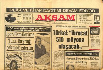 Akşam Gazetesi - 18 Nisan 1967 - Türkel İhracat 510 Milyona Ulaşacak GZ99630 - 1
