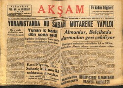 Akşam Gazetesi 18 Ocak 1948 - Yunanistanda Bu Sabah Mütareke Yapıldı GZ71471 - 2