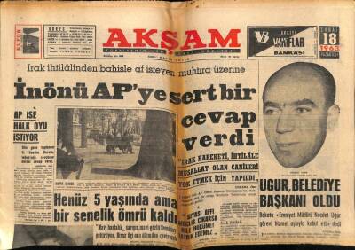 Akşam Gazetesi 18 Şubat 1963 - Necdet Uğur Belediye Başkanı Oldu GZ71961 - 1