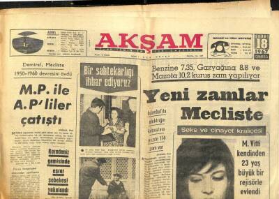 Akşam Gazetesi 18 Şubat 1967 - Prof. Tahir Çağanın Torunu Damdan Düşen Bir Taşla Öldü GZ102725 - 1