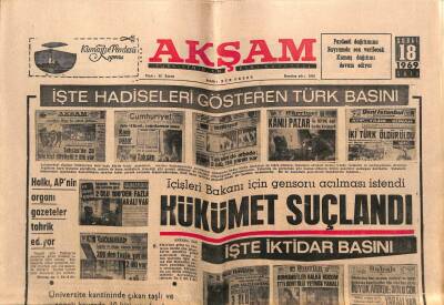 Akşam Gazetesi 18 Şubat 1969 - Askeri Şura Toplantısında Demirel Son Olayları Anlattı - Demirelin İstifası İstendi GZ92326 - 1
