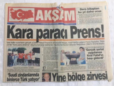 Akşam Gazetesi 19 Ağustos 1995 - Kara Paracı Prens! - GZ19566 - 1
