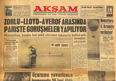 Akşam Gazetesi 19 Aralık 1958 - Zorlu-Lloyd-Averof Arasında Pariste Görüşmeler Yapılıyor GZ86170 - 1