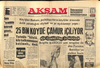 Akşam Gazetesi 19 Aralık 1964 - 25 Bin Köyde Çamur İçiliyor GZ60511 - 1