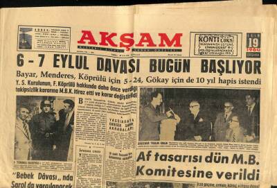 Akşam Gazetesi 19 Ekim 1960 - Denktaş Bir Kıbrıs Gazetesini Dava Etti GZ92457 - 1