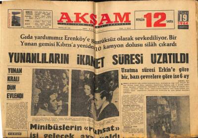 Akşam Gazetesi 19 Eylül 1964 - Yunanlıların İkamet Süresi Uzatıldı GZ74999 - 1