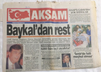 Akşam Gazetesi 19 Eylül 1995 - Baykaldan Rest,Dünya Bosnada 250 Bin İnsanın Ölmesini Bekledi - GZ19585 - 1