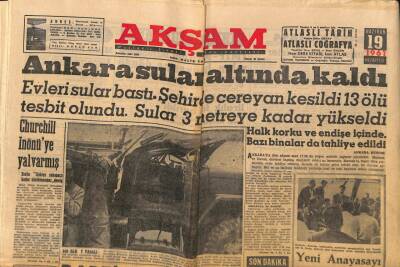 Akşam Gazetesi 19 Haziran 1961 - Ankara Sular Altında Kaldı GZ60533 - 2