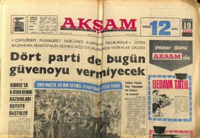 Akşam Gazetesi 19 Haziran 1964 - Denizli Beydilli Köyünde Sellleri Kopardığı Parça 20 Kişiyi Öldürdü GZ97601 - 1