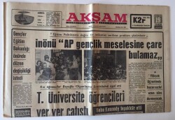 Akşam Gazetesi 19 Haziran 1968 - Gençler Eğitim Bakanlığı Önünde Düzen Değişikliği İstedi GZ11909 - 2