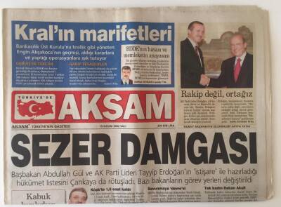Akşam Gazetesi 19 Kasım 2002 - Abdullah Gül Ve 58. Kabine Üyeleri GZ11601 - 1