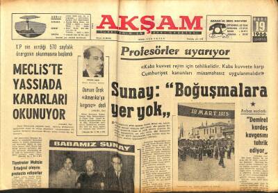 Akşam Gazetesi - 19 Mart 1966 - Sunay Boğuşmalara Yer Yok Dedi GZ99899 - 1