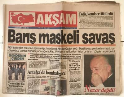 Akşam Gazetesi 19 Mart 1996 - Antalyada Bombalı Gece GZ7218 - 2