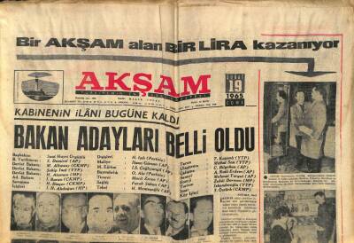 Akşam Gazetesi 19 Şubat 1965 - Gürsel , İnönü İdaresinden Memnun Değildi GZ87840 - 1