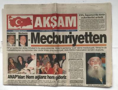 Akşam Gazetesi 19 Şubat 1996 - Bütçede Açık 300 Trilyon GZ7060 - 2