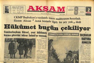 Akşam Gazetesi 2 Aralık 1963 - Hükümet Bugün Çekiliyor GZ60572 - 1