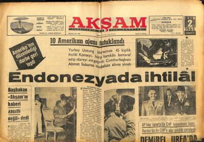 Akşam Gazetesi - 2 Ekim 1965 - Endonezyada İhtilal GZ99894 - 1