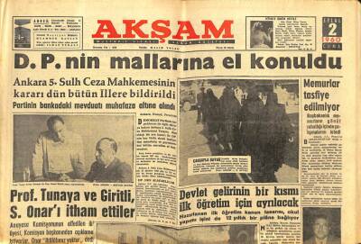 Akşam Gazetesi - 2 Eylül 1960 - DPnin Mallarına El Konuldu GZ99675 - 1