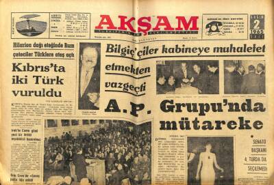 Akşam Gazetesi 2 Kasım 1965 - Kıbrısta İki Türk Vuruldu GZ97812 - 1