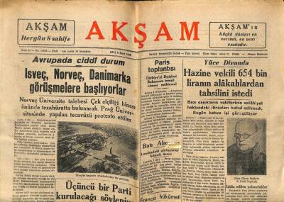 Akşam Gazetesi 2 Mart 1948 - Hazine Vekili 654 Bin Liranın Tahsilini İstedi GZ71463 - 1