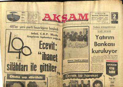 Akşam Gazetesi 2 Mayıs 1967 - 21 Milyonluk Altın Yüklü Zırhlı Arabayı Kaçırdılar GZ77267 - 1