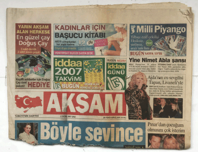 Akşam Gazetesi 2 Ocak 2007 - Dünyada 1 Ocak Manşeti Saddam GZ5684 - 1