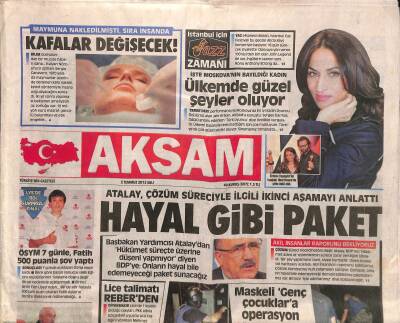 Akşam Gazetesi 2 Temmuz 2013 - Atalay , Çözüm Süreciyle İlgili İkinci Aşamayı Anlattı GZ116676 - 1