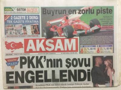 Akşam Gazetesi 20 Ağustos 2005 - PKKnın Şovu Engellendi GZ32683 - 1