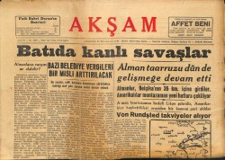 Akşam Gazetesi 20 Aralık 1944 - Batıda Kanlı Savaşlar GZ71456 - 1