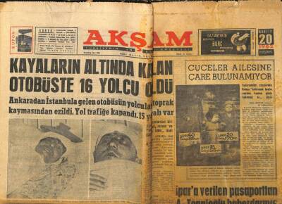 Akşam Gazetesi 20 Aralık 1962 - Kayaların Altında Kalan Otobüste 16 Yolcu Öldü GZ97833 - 1