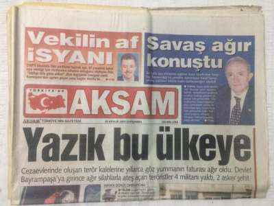 Akşam Gazetesi 20 Aralık 2000 - Vural Savaş Ağır Konuştu,Yazık Bu Ülkeye - GZ17492 - 2