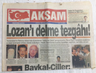Akşam Gazetesi 20 Eylül 1995 - Lozanı Delme Tezgahı,Fenerde Çapkınlar Krizi - GZ19578 - 1