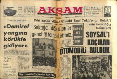 Akşam Gazetesi 20 Kasım 1966 - Demirel Yangına Körükle Gidiyor GZ60600 - 2