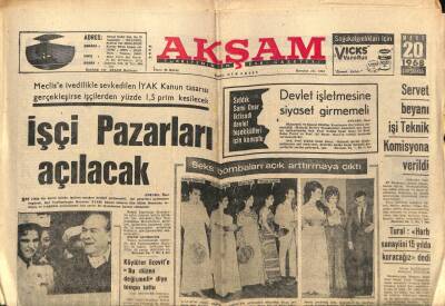 Akşam Gazetesi 20 Mart 1968 - Beş Sinema Yıldızı İçin 60 Bin Lira Toplandı GZ60444 - 2
