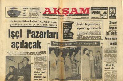 Akşam Gazetesi 20 Mart 1968 - Beş Sinema Yıldızı İçin 60 Bin Lira Toplandı - İşçi Pazarları Açılacak GZ92902 - 1