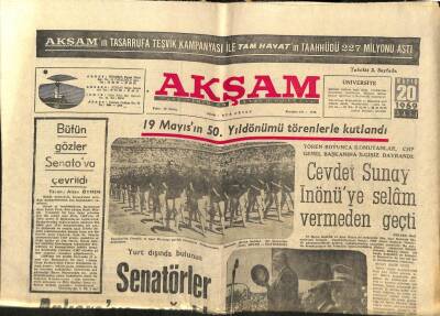 Akşam Gazetesi 20 Mayıs 1969 - Cevdet Sunay İsmet İnönüye Selam Vermeden Geçti GZ97694 - 1
