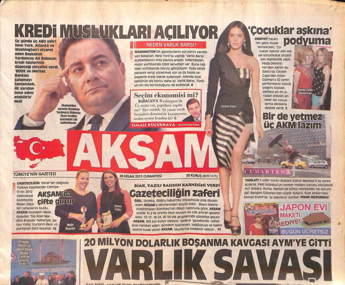 Akşam Gazetesi 20 Nisan 2013 - Galatasaray Çok Şanslı - MHP Alsancak'ta Bayrak Açacak GZ160062 - 1