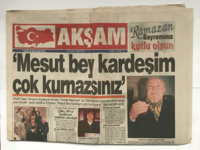 Akşam Gazetesi 20 Şubat 1996 - Suriye Karataşa Şamda Büro Açtı GZ5873 - 2