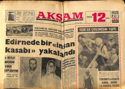 Akşam Gazetesi 20 Temmuz 1964 - Torunuyla Denize Giren İnönü , 1,5 Dakika Yüzdü GZ77204 - 1