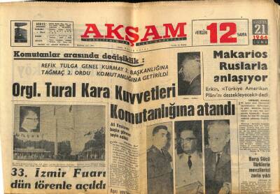 Akşam Gazetesi 21 Ağustos 1964 - Makarios Ruslarla Anlaştı GZ77185 - 1