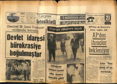 Akşam Gazetesi 21 Ağustos 1967 - Devlet İdaresi Bürokrasiye Boğulmuştur GZ88997 - 1