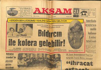 Akşam Gazetesi 21 Ağustos 1970 - Bıldırcın İle Kolera Gelebilir GZ97628 - 1