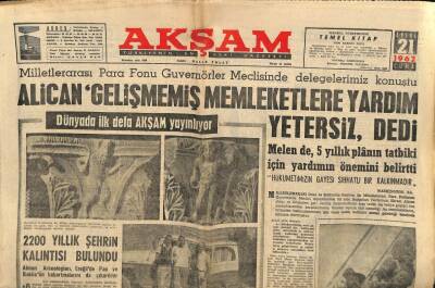 Akşam Gazetesi 21 Eylül 1962 - 2200 Yıllık Şehrin Kalıntısı Bulundu GZ60570 - 2
