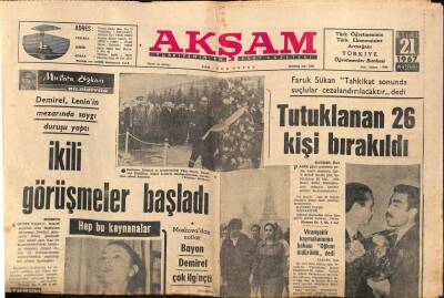 Akşam Gazetesi 21 Eylül 1967 - Türk-Sovyet Görüşmeleri Başladı - TPAO 60 Milyon Liraya Hurda Bir Gemi Alıyor GZ92356 - 1
