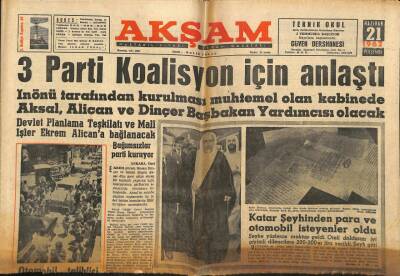Akşam Gazetesi 21 Haziran 1962 - Katar Şeyhinden Para Ve Otomobil İsteyenler Oldu GZ87925 - 1