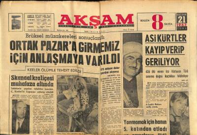 Akşam Gazetesi 21 Haziran 1963 - Keeler Ölümle Tehdit Edildi GZ87749 - 1