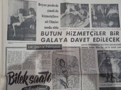 Akşam Gazetesi 21 Haziran 1964 - Orhan Günşiray,Fatma Girik Film Sahnesinde GZ97600 - 1