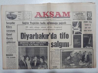 Akşam Gazetesi 21 Haziran 1967 - Diyarbakırda Tifo Salgını GZ53107 - 1
