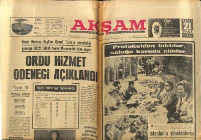Akşam Gazetesi 21 Mayıs 1967 - Ordu Hizmet Ödeneği Açıklandı GZ77214 - 1